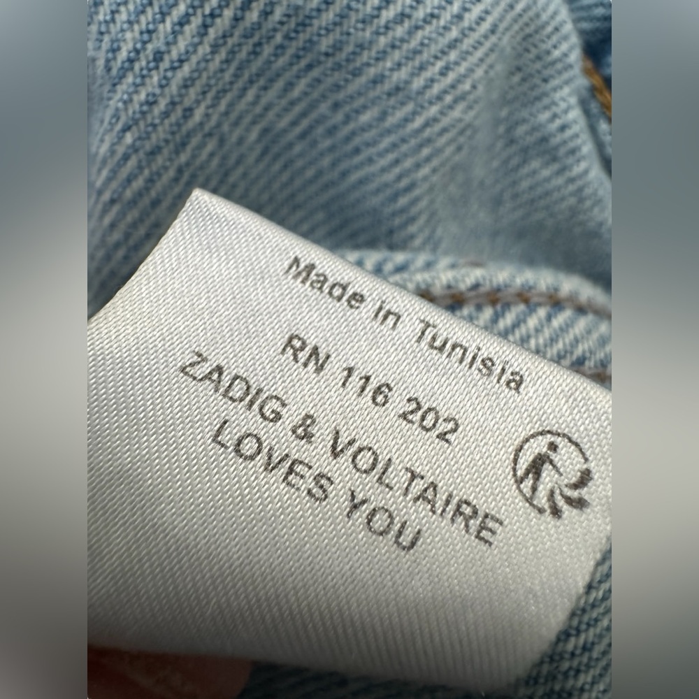 Zadig & Voltaire Kase Vignon Skull Embroidered Jean Jacket Small - Picture 15 of 15